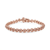 2 Micron 14K Rose Gold Plated Sterling Silver Diamond Circle Tennis Bracelet (0.10 Cttw, I-J Color, I2-I3 Clarity)